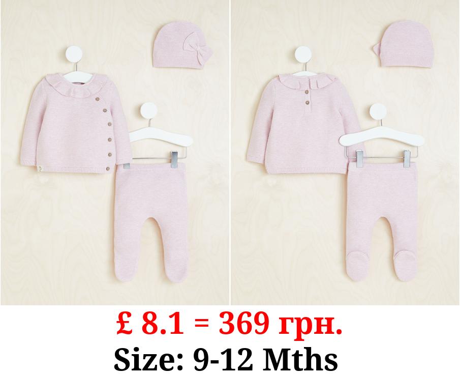 Billie Faiers Pink Textured Jumper Dress and Tights Outfit, Baby