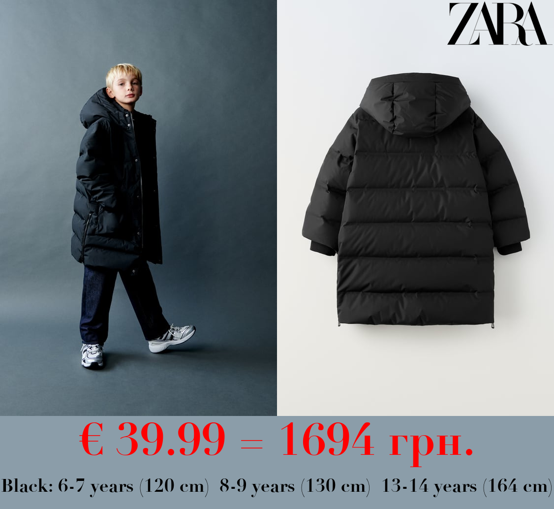 WATER-REPELLENT FEATHER AND DOWN PUFFER JACKET