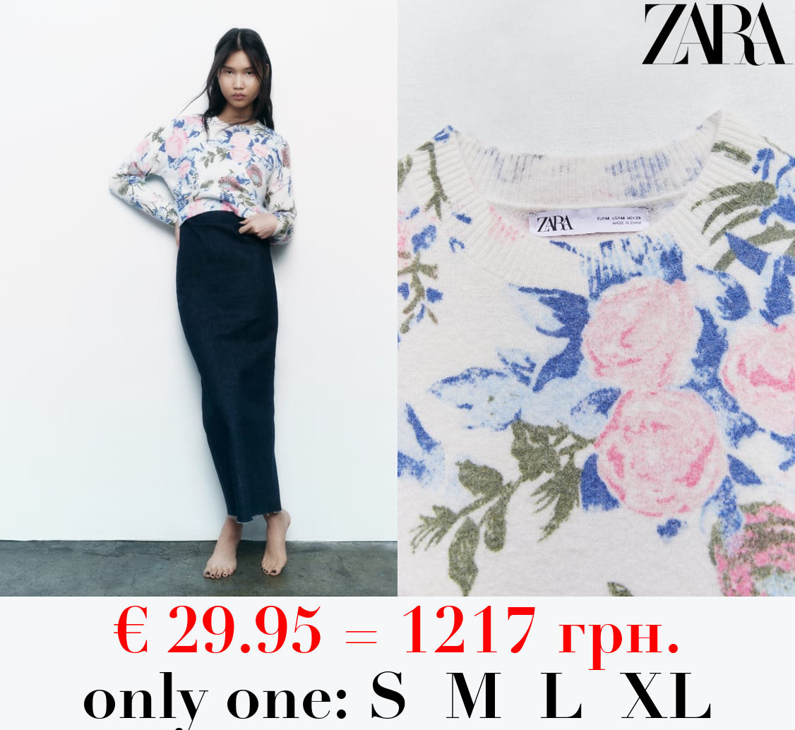 FLORAL JACQUARD KNIT SWEATER