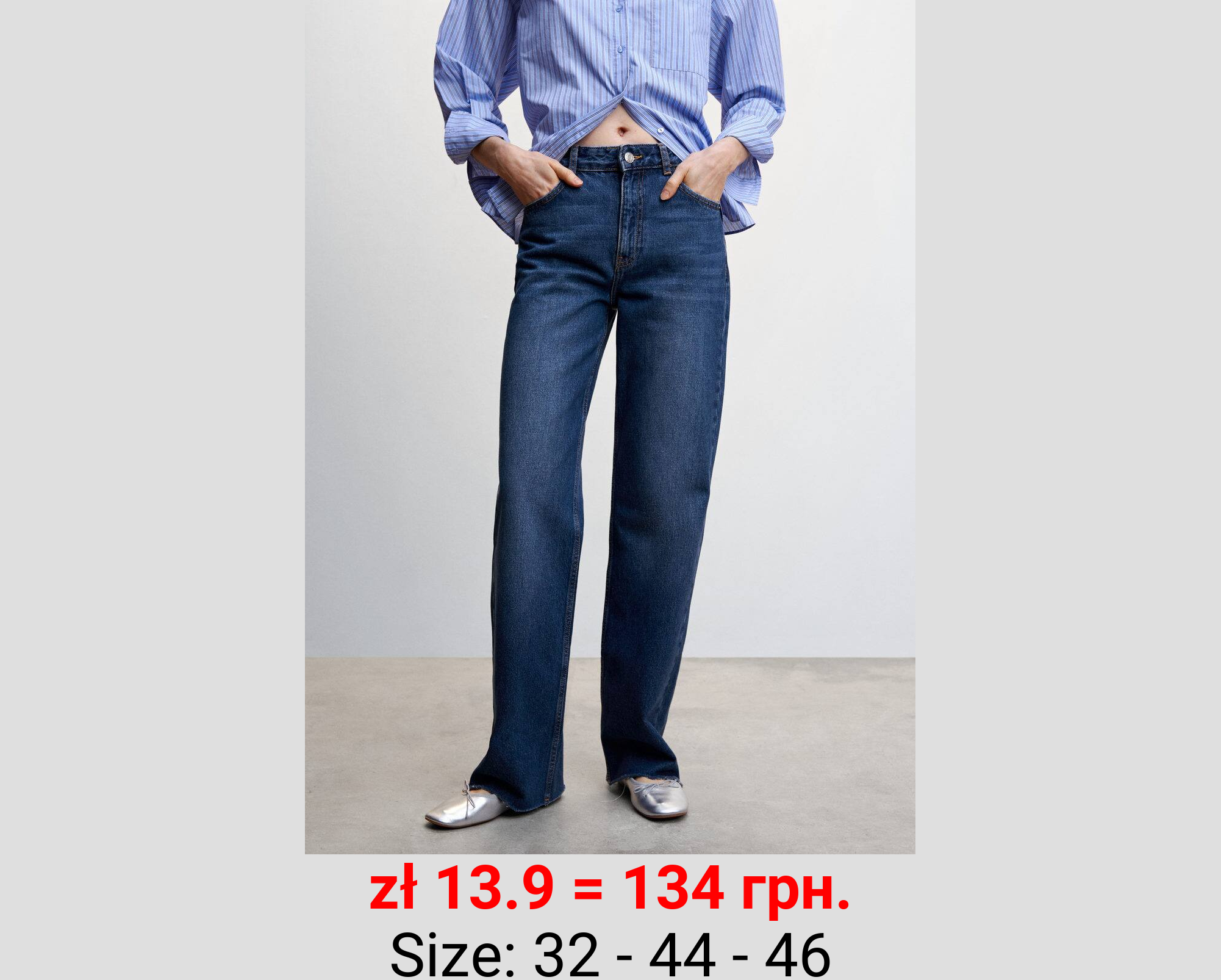 Jeans wideleg tiro medio