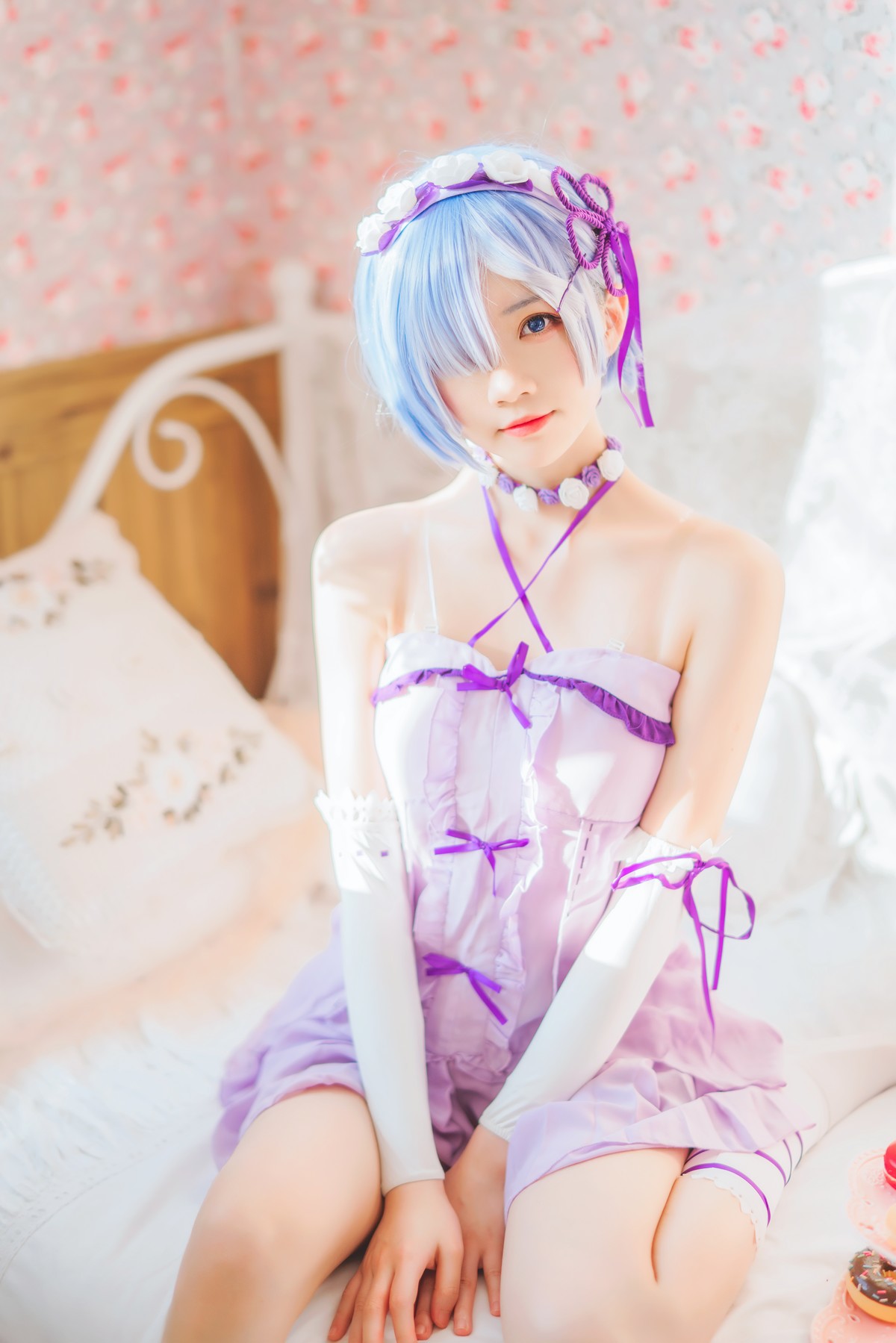 Cosplay 桜桃喵 蕾姆睡裙 13