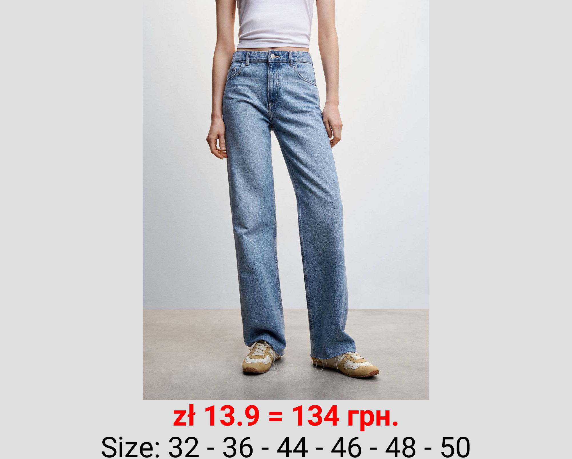 Jeans wideleg tiro medio