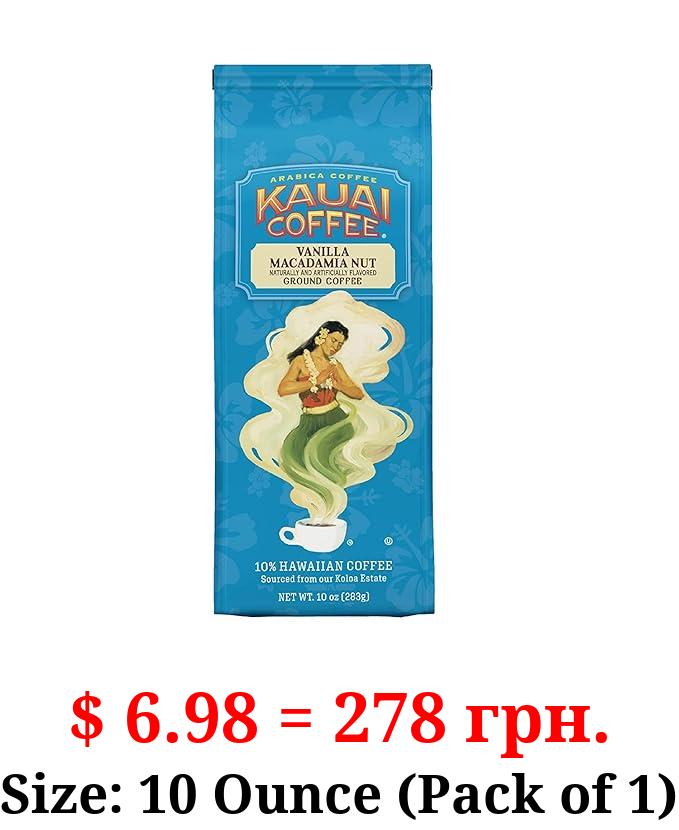Kauai Hawaiian Ground Coffee, Vanilla Macadamia Nut Flavor - Gourmet Arabica Coffee From Hawaii's Largest Grower, Smooth, Delicious Flavor and Amazing Aroma - 10 Ounce