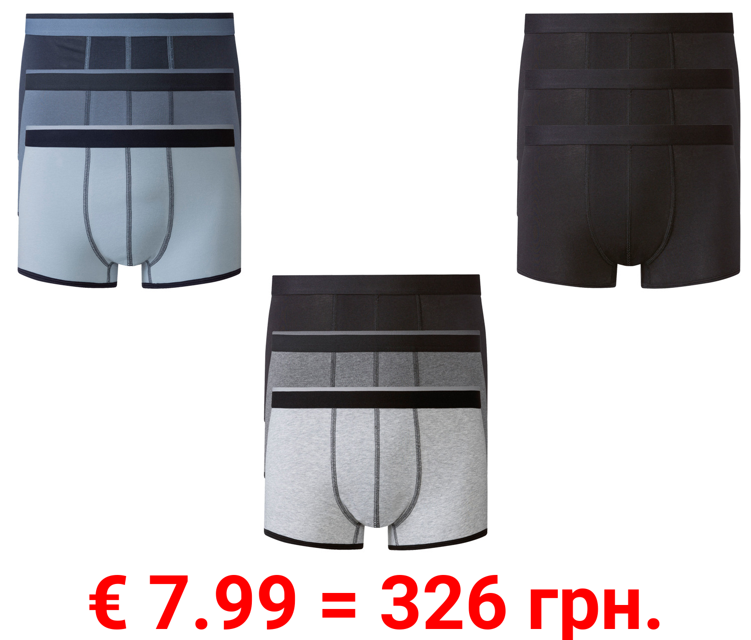 LIVERGY® Herren Boxer, 3 Stück, hoher Baumwollanteil