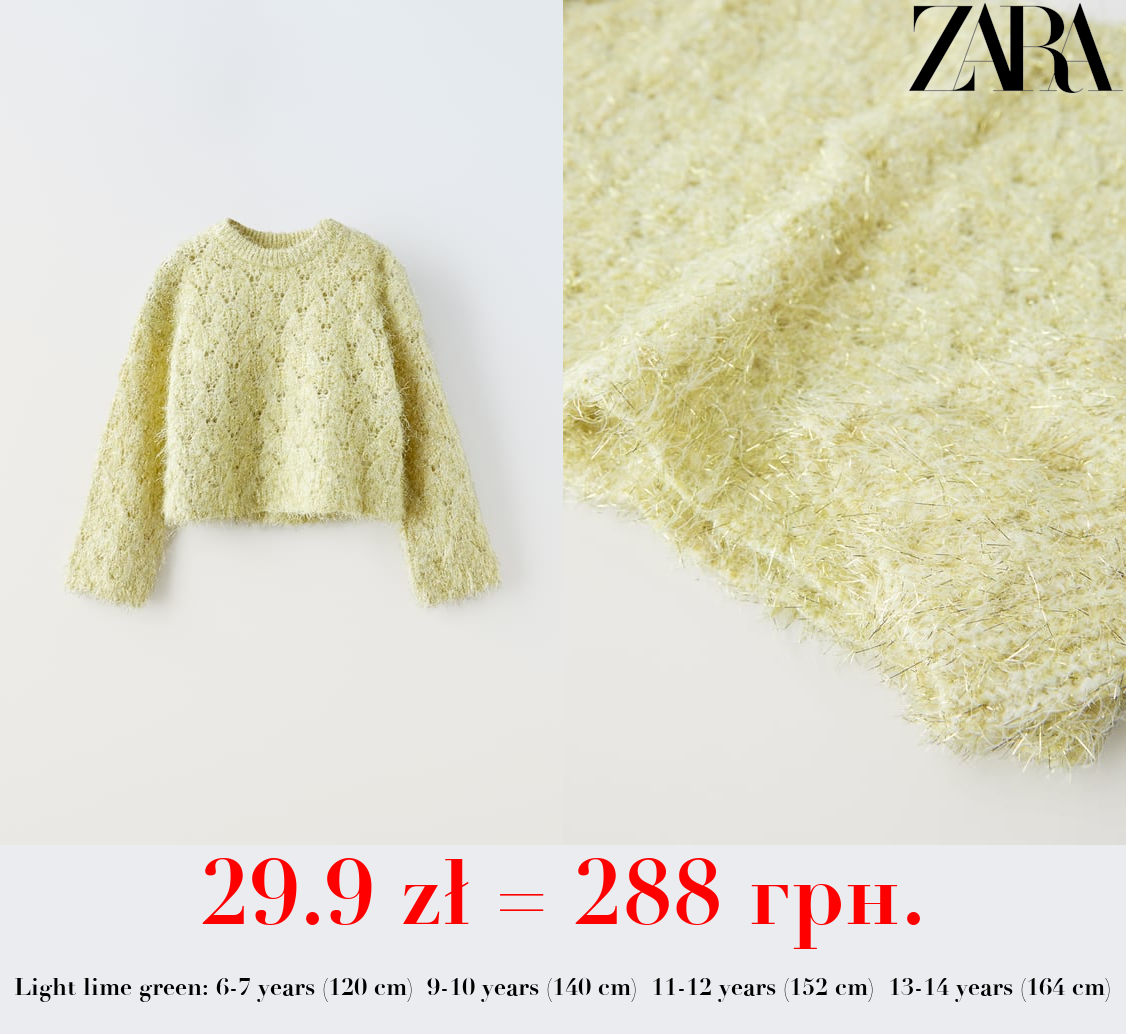 SHINY POINTELLE KNIT SWEATER