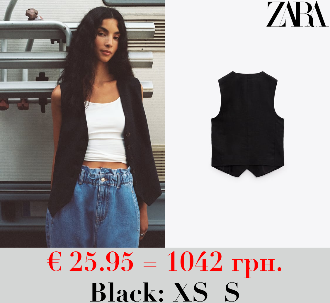 TAILORED LINEN BLEND WAISTCOAT