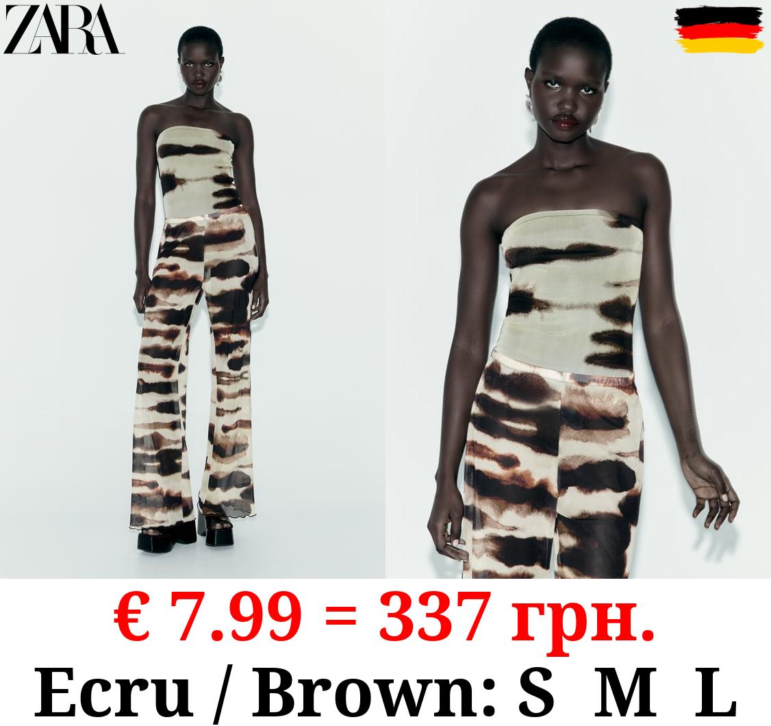 TIE-DYE PRINT STRAPLESS BODYSUIT