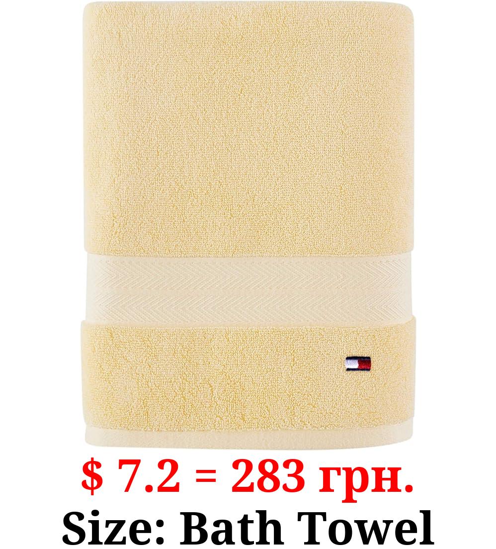 Tommy Hilfiger Modern American Solid Bath Towel, 30 X 54 Inches, 100% Cotton 574 GSM (Sunshine)