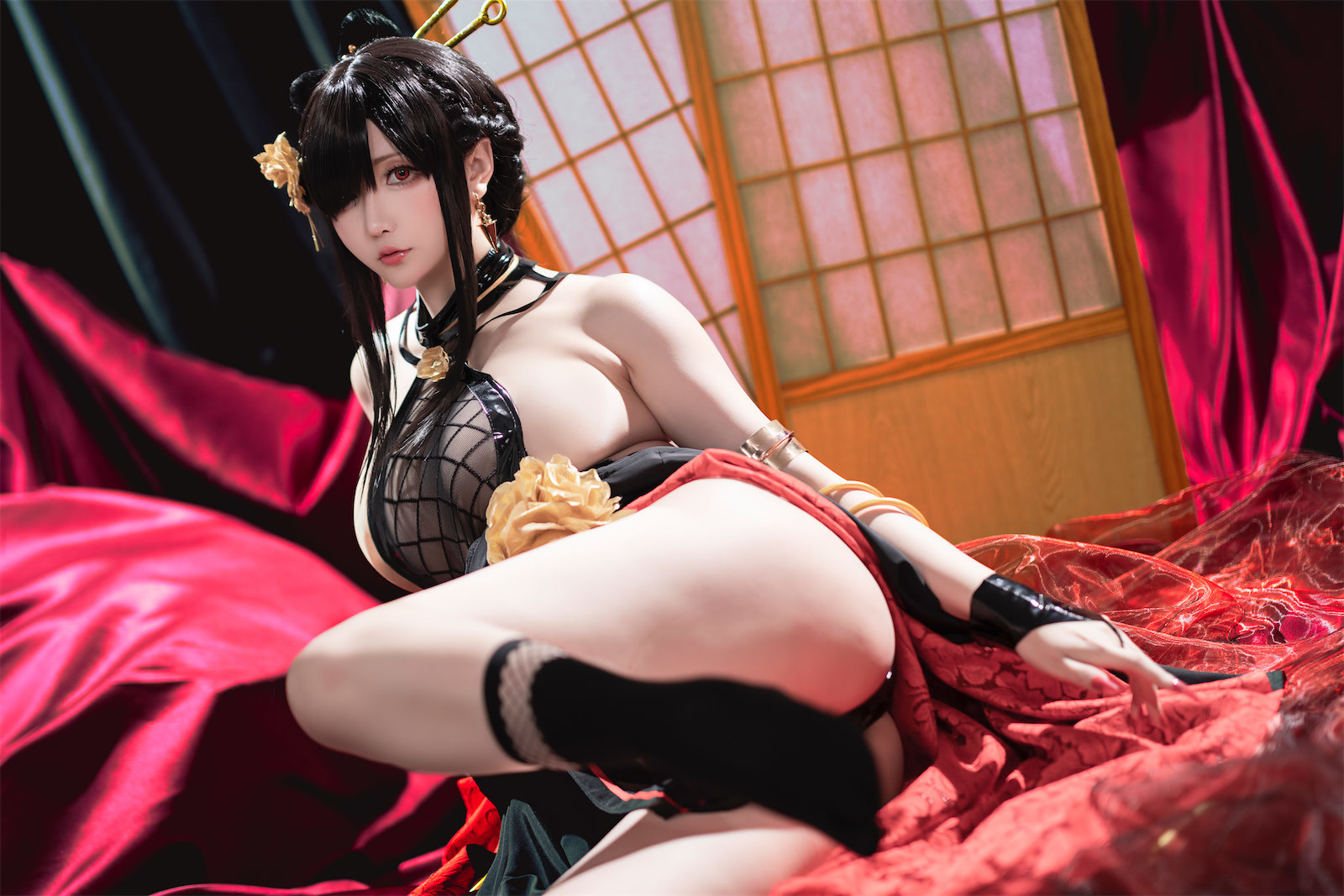 Cosplay 星之迟迟Hoshilily 圣诞节 约尔 同人和风战斗服 24