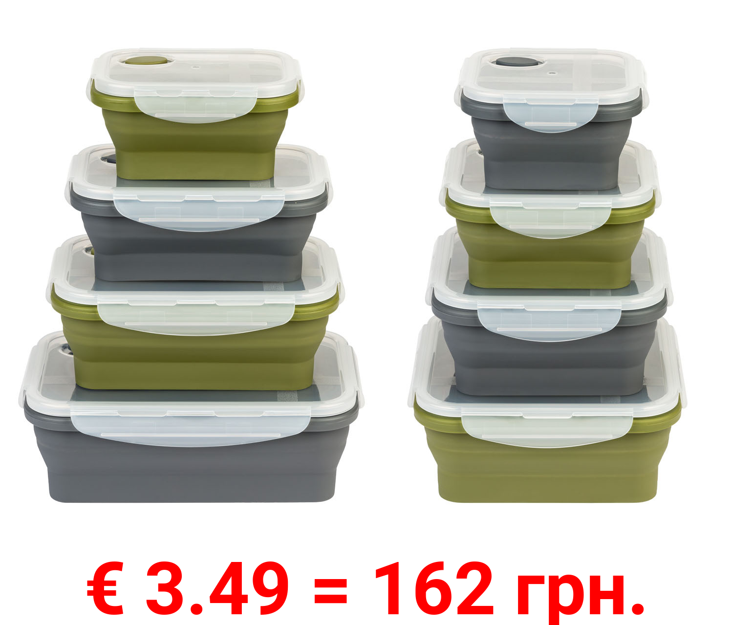 ERNESTO® Frischhaltedosen-Set, platzsparend faltbar