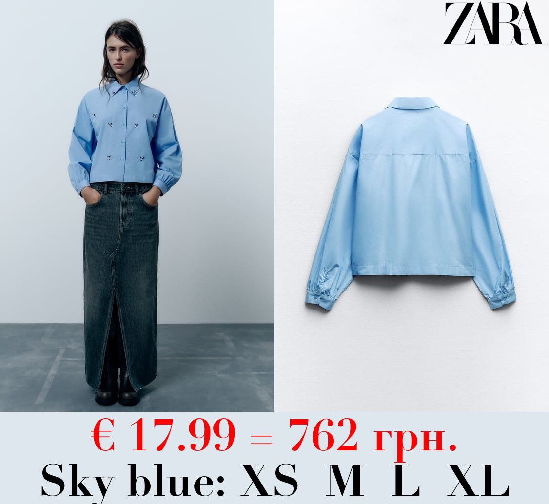 RHINESTONE POPLIN SHIRT