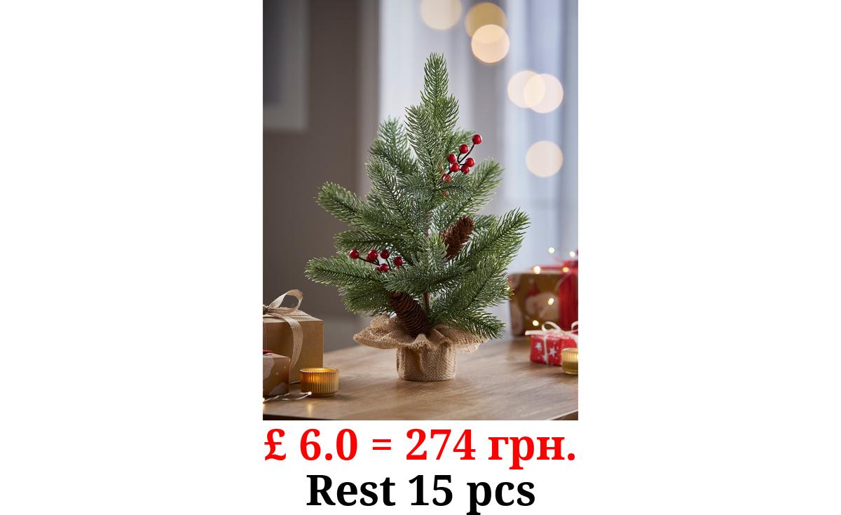 Green Pine Tree with Berries Christmas Decoration