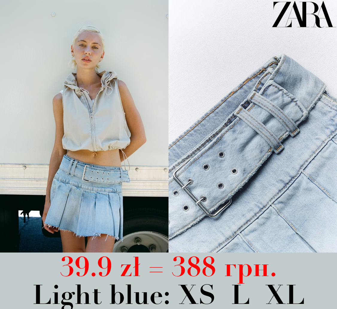 TRF DENIM BOX PLEAT SKIRT