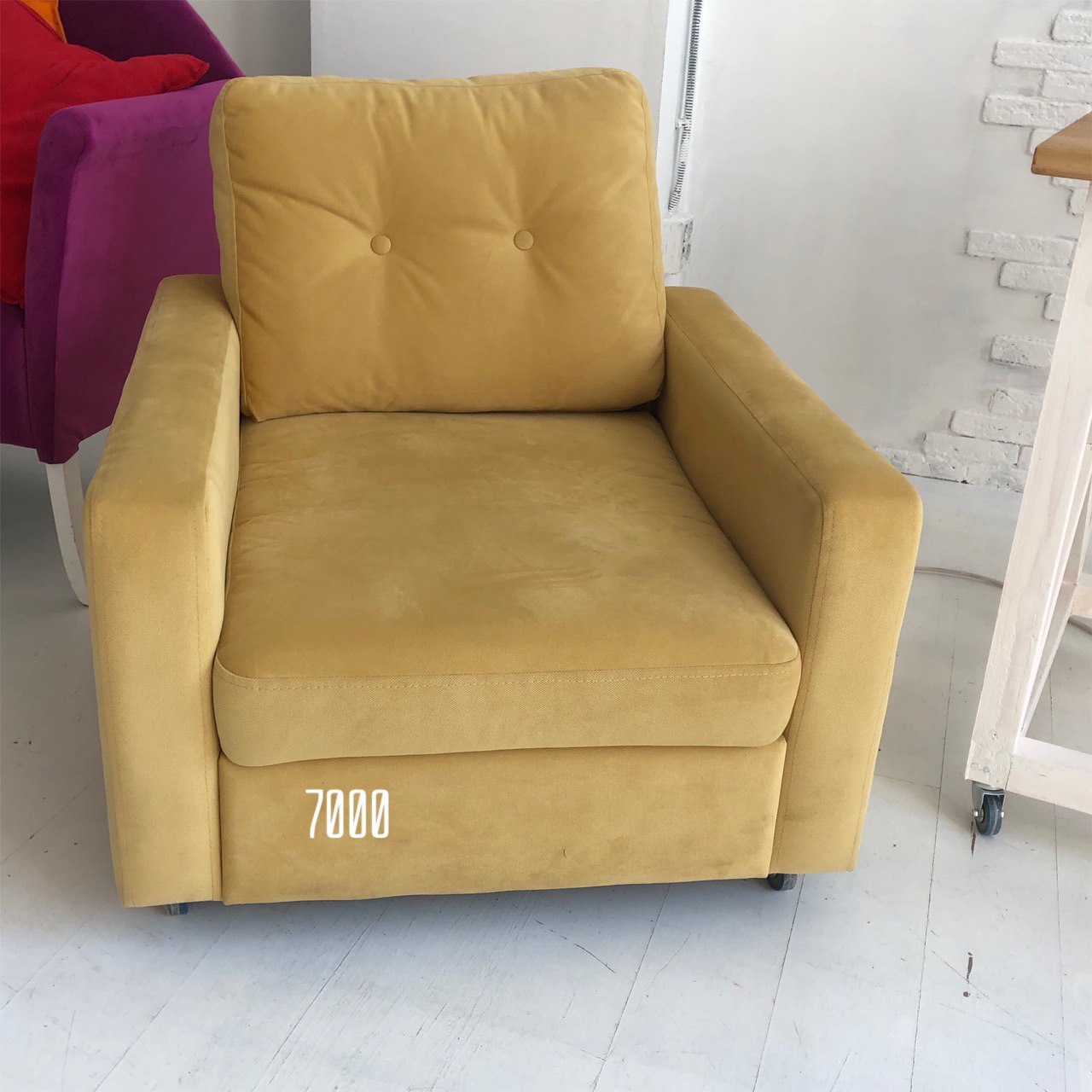 Кресло кровать кресло желтое с пуфиком для ног 73х85х105 см
