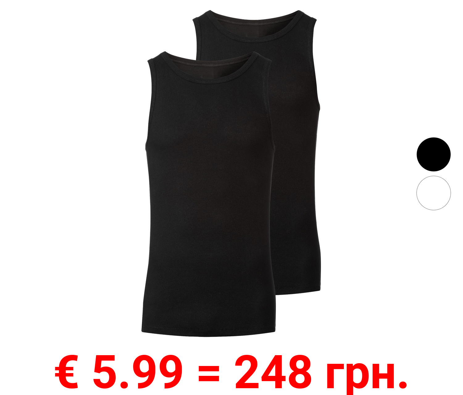 LIVERGY® Herren Achselhemd, 2 Paar, in anschmiegsamer Doppelripp-Qualität