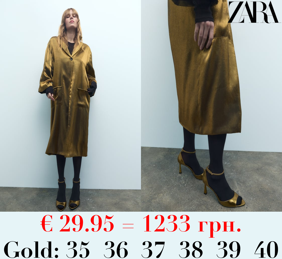 METALLIC HIGH-HEEL SANDALS WITH ANKLE STRAP