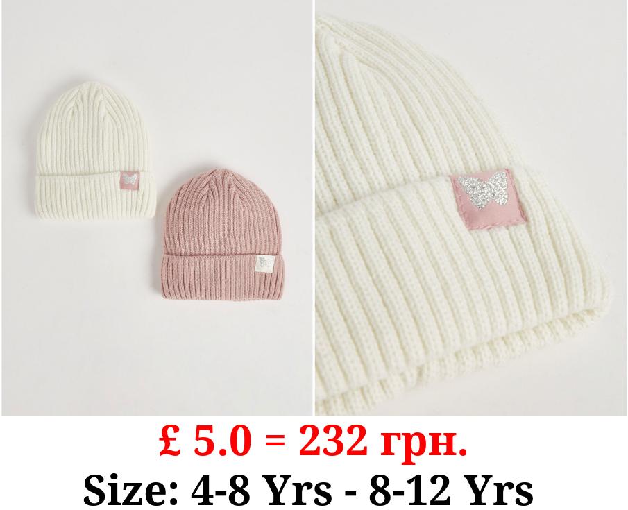 Assorted Pink Beanie Hats 2 Pack