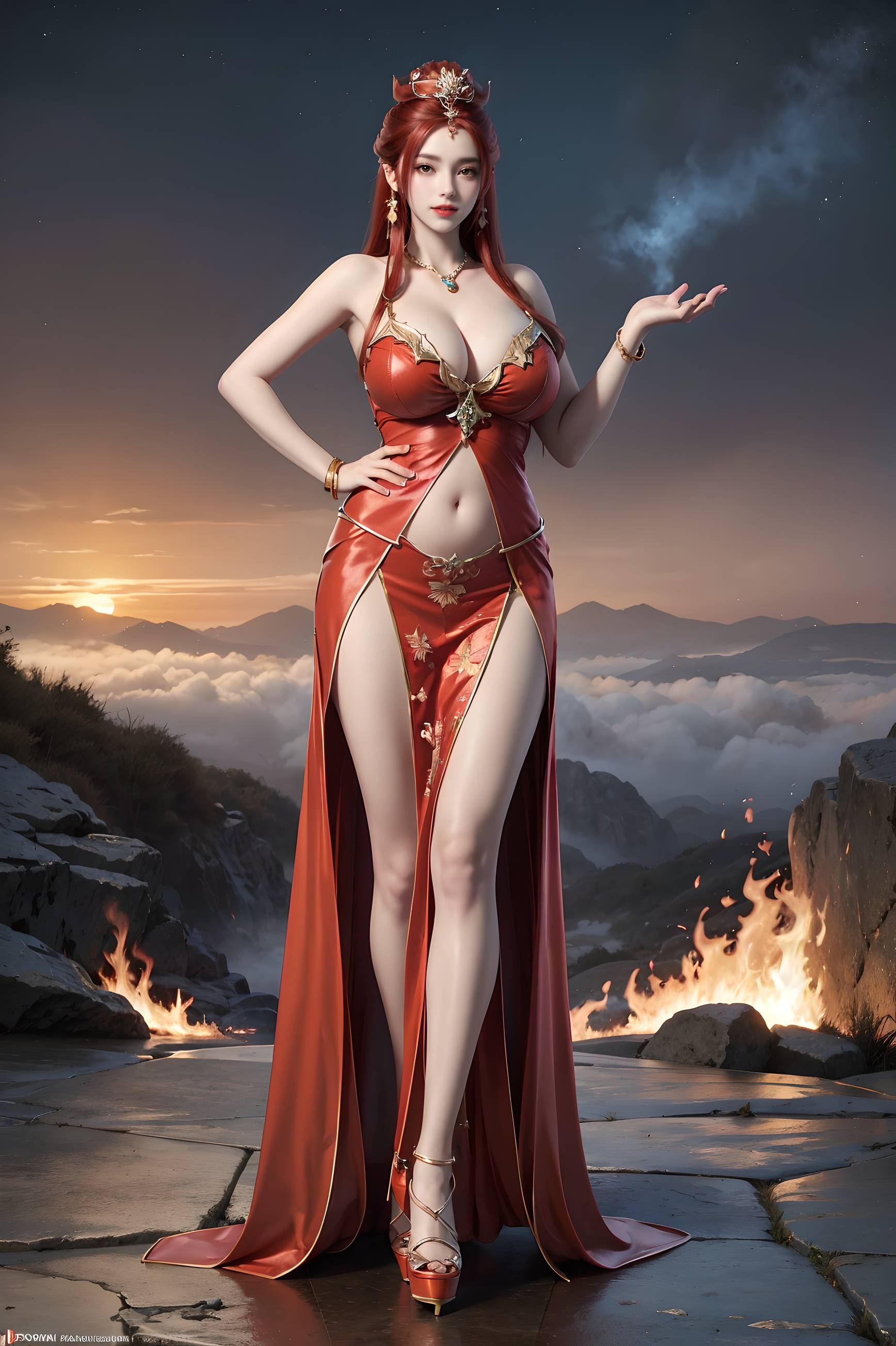 图片[49]-完美世界-曼珠沙华 户外红色礼服-六色网