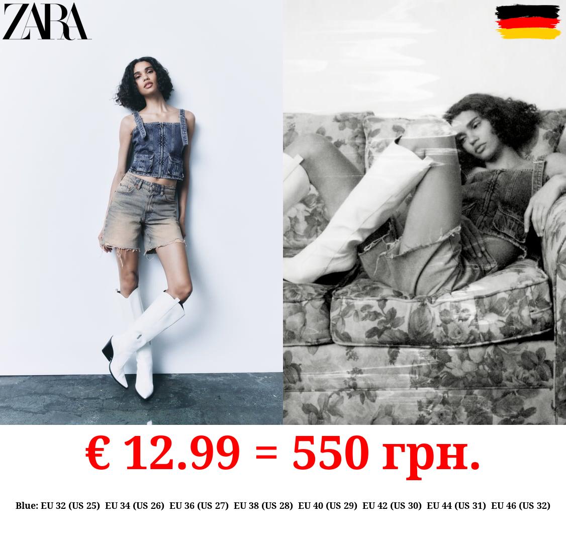 LOOSE FIT DENIM TRF BERMUDA SHORTS