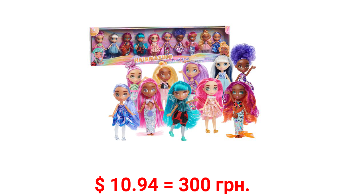 Hairmazing 10-Pack Collectible Small Dolls Set, Preschool Ages 3 up