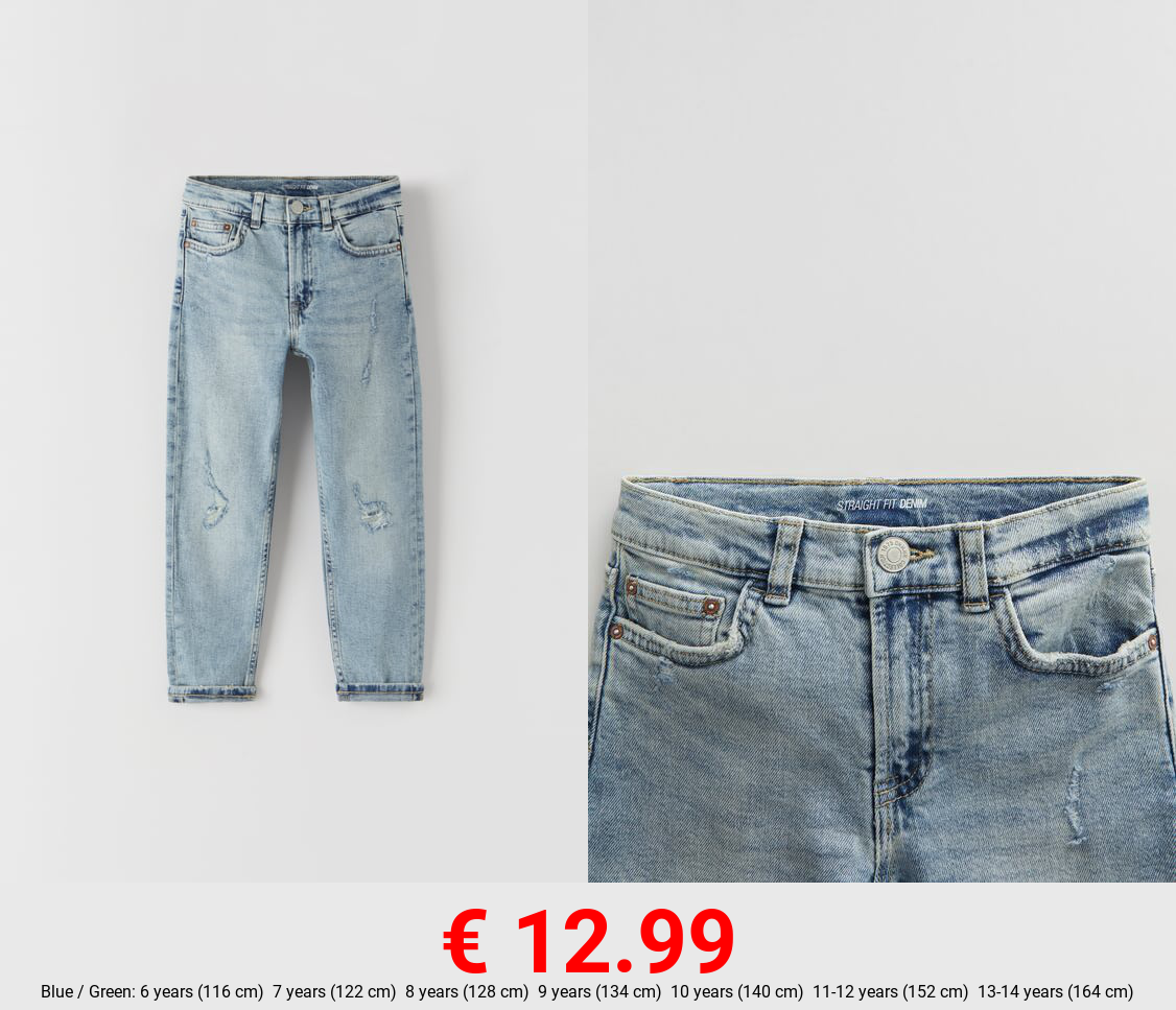 STRAIGHT FIT DESTROYED JEANS