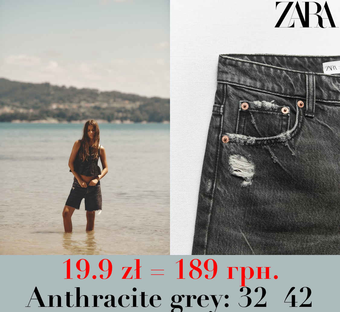 LOOSE FIT DENIM TRF BERMUDA SHORTS