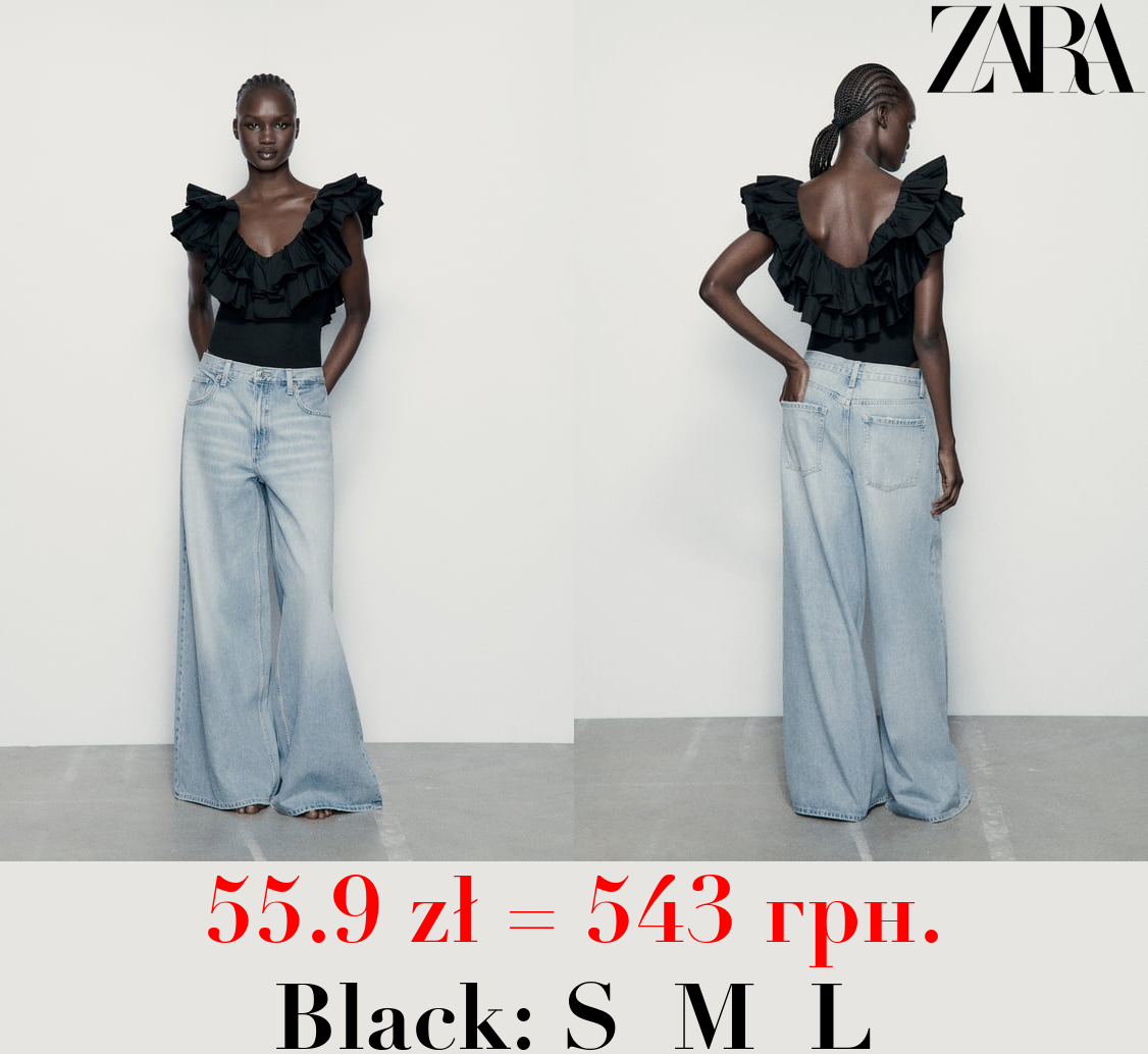 RIBBED BODYSUIT WITH RUFFLES