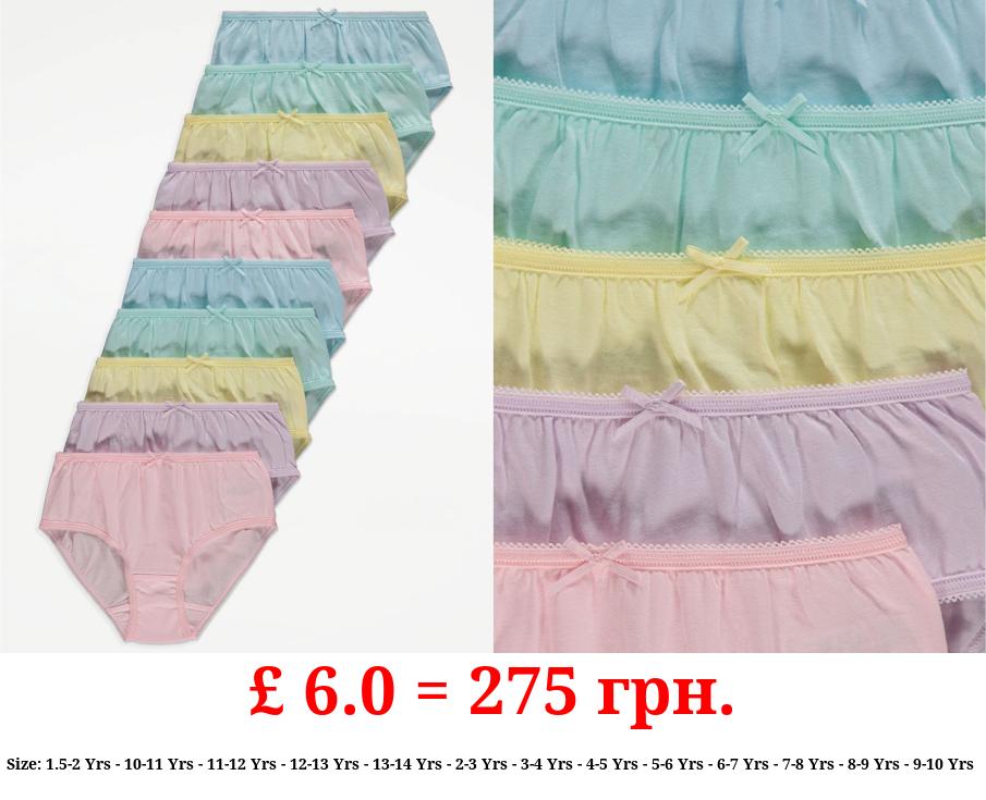 Pastel Bow Detail Briefs 10 Pack