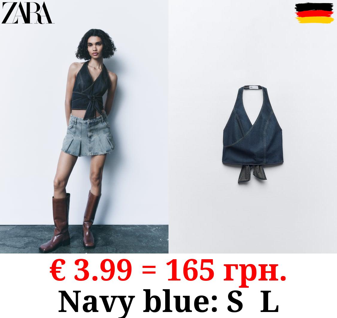 TRF DENIM SURPLICE TOP