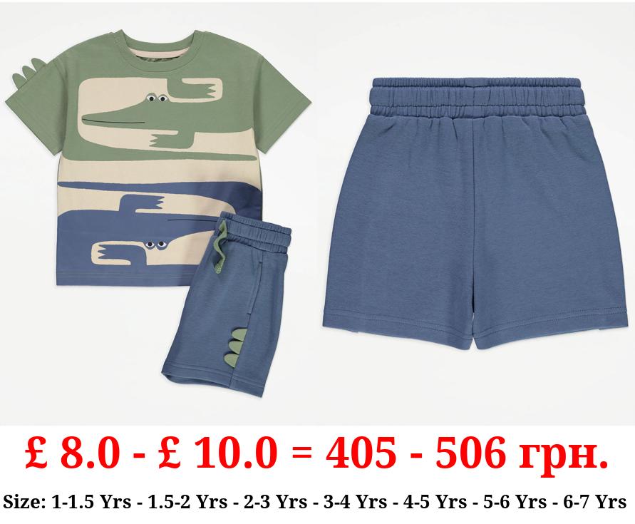 Crocodile 3D Spike T-Shirt and Shorts Outfit