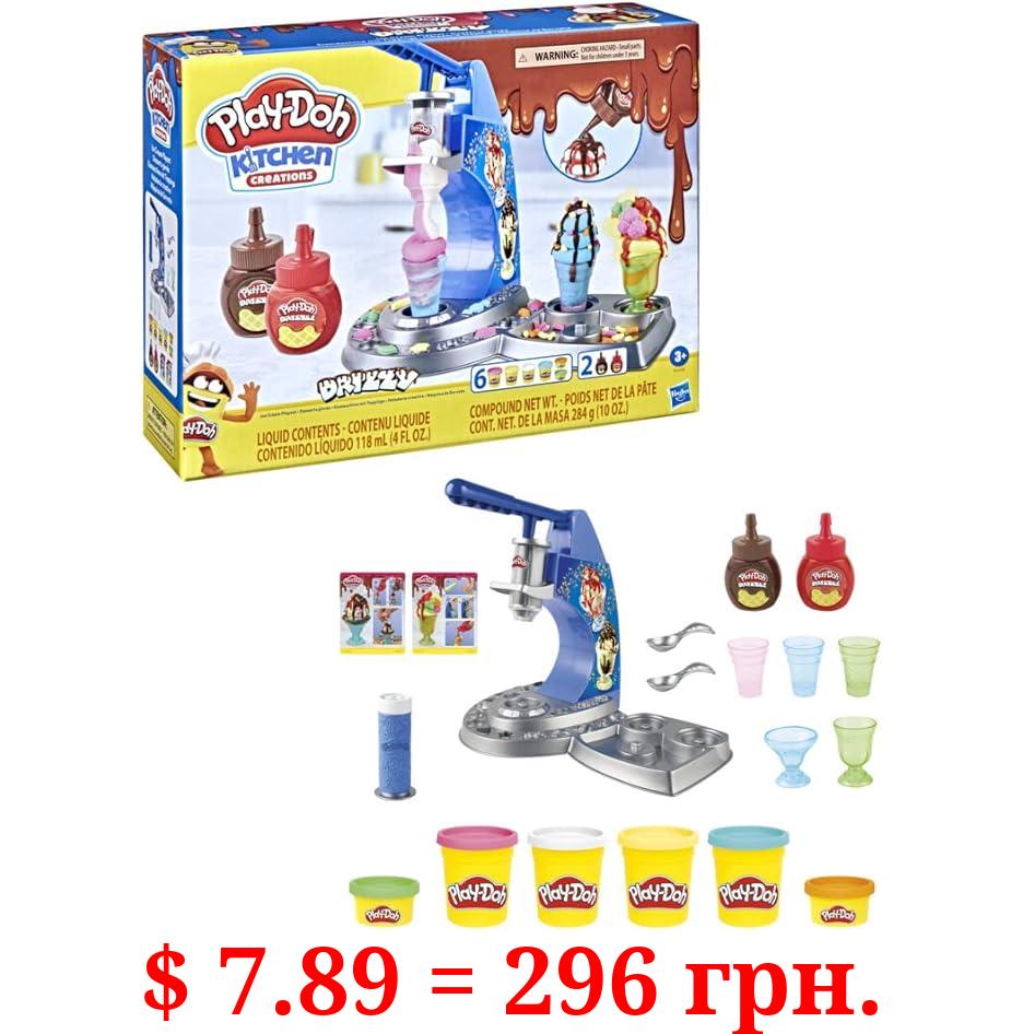 Play-Doh Kitchen Creations Drizzy Ice Cream Playset Featuring Drizzle Compound & 6 Non-Toxic Colors