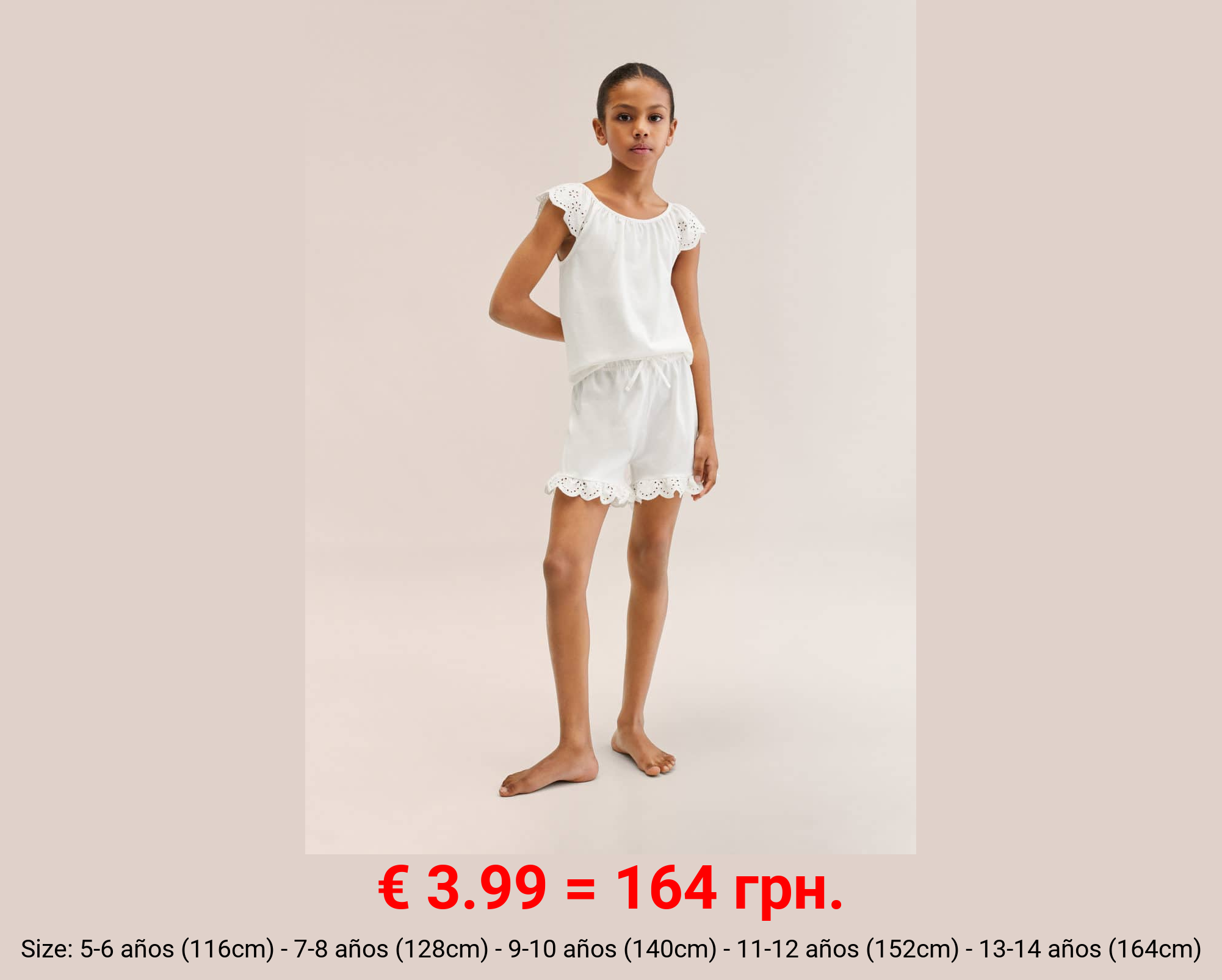 Pijama corto algodón bordado