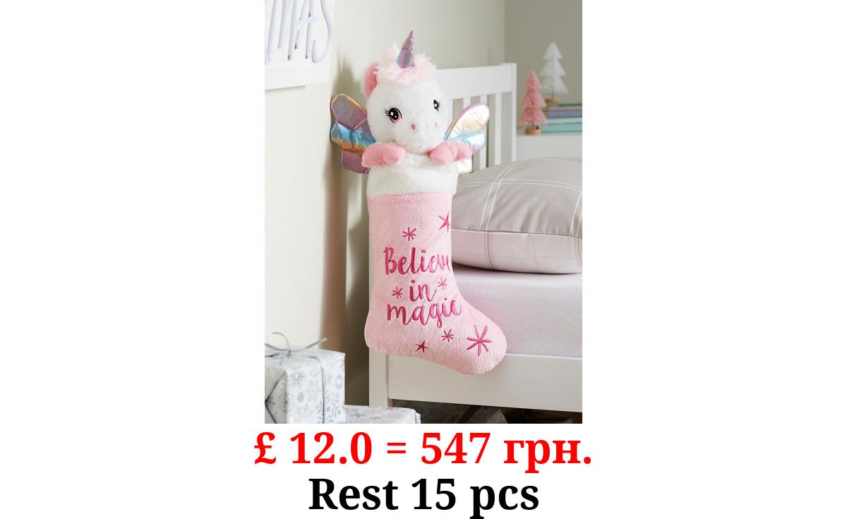 Christmas Pink Animated Unicorn Stocking