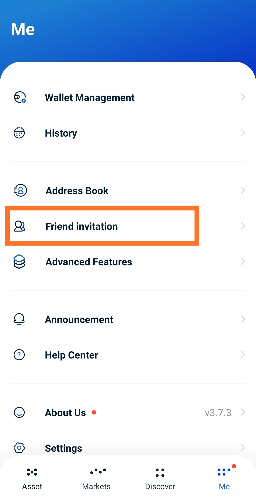 Кнопка Friend invitation