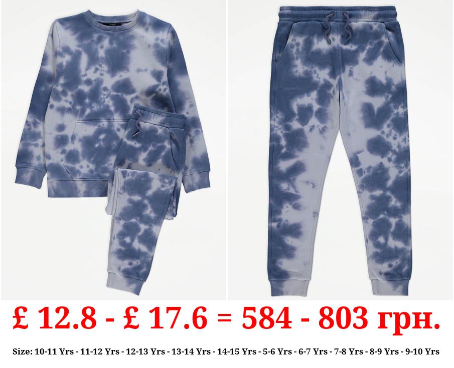 Blue Tie Dye Sweatshirt and Joggers Outfit