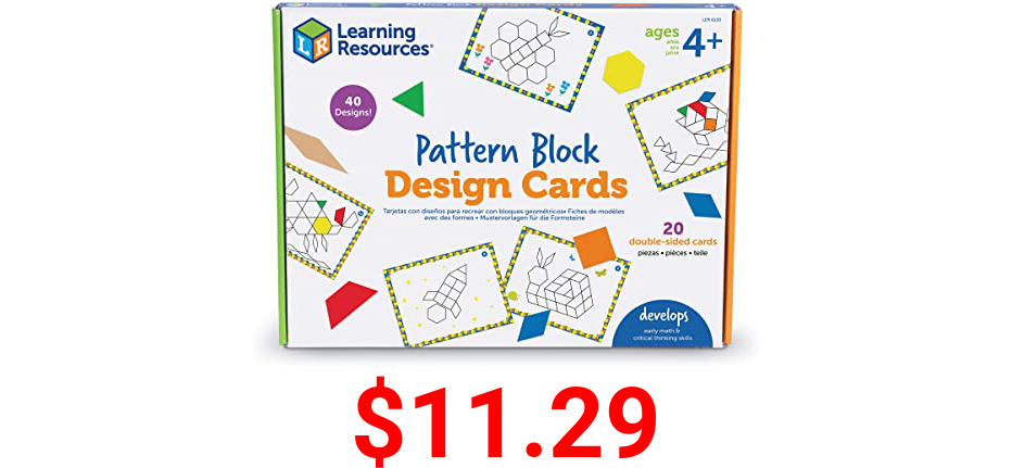 Learning Resources Pattern Block Design Cards, Color Recognition, STEM Toy, Ages 4+