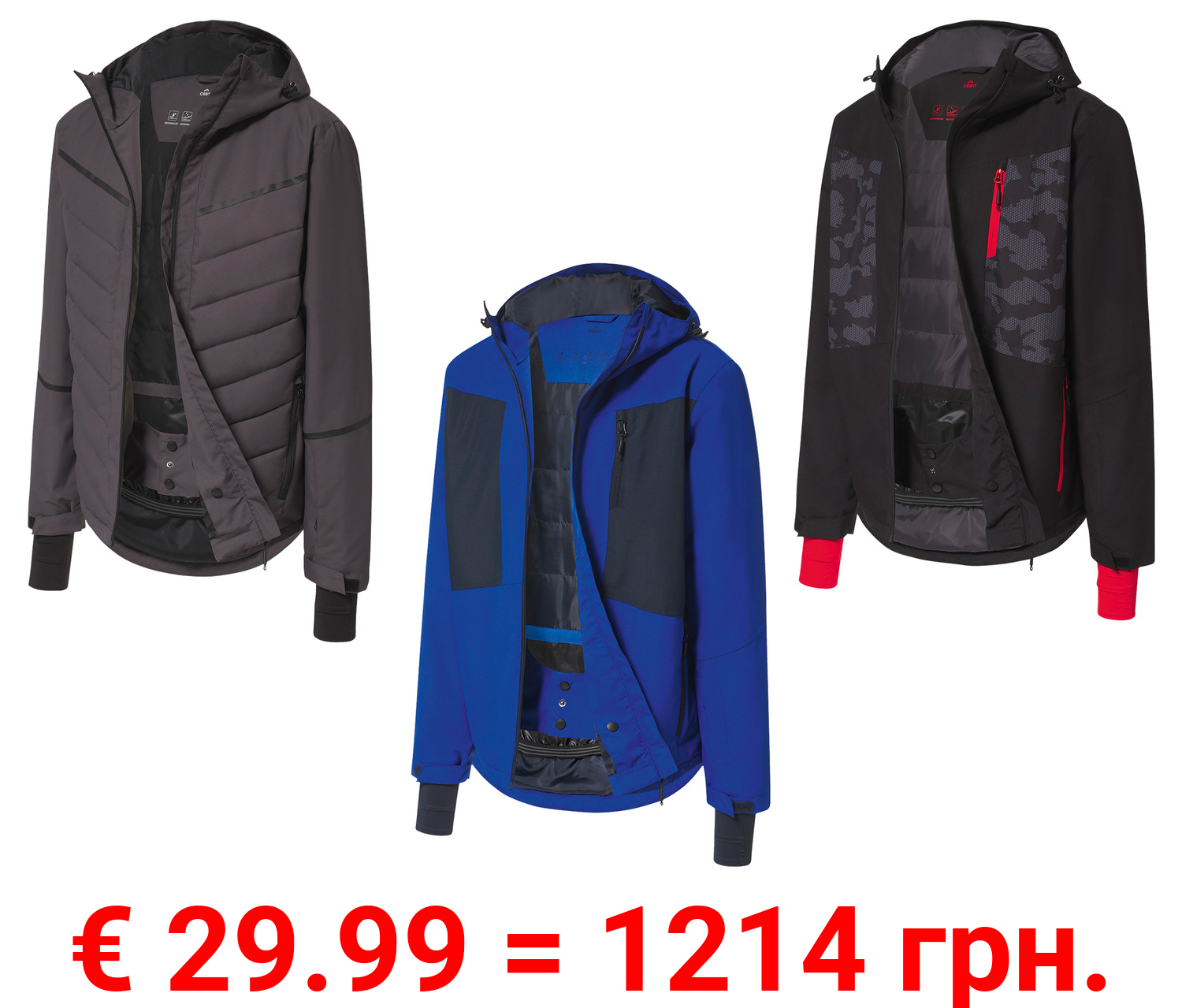 CRIVIT Herren Skijacke mit verstellbarem Schneefang