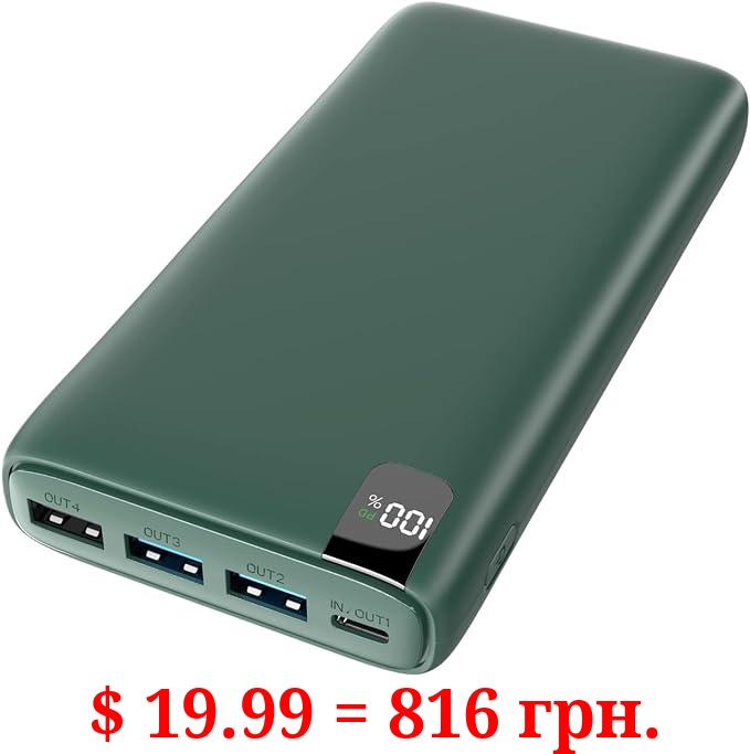 CONXWAN Portable Charger 26800mAh Power Bank 22.5W Fast Charging, 4 USB Outputs PD External Backup Charger Cell Phone USB C Battery Pack Compatible with iPhone Tablets Galaxy Android (Green)