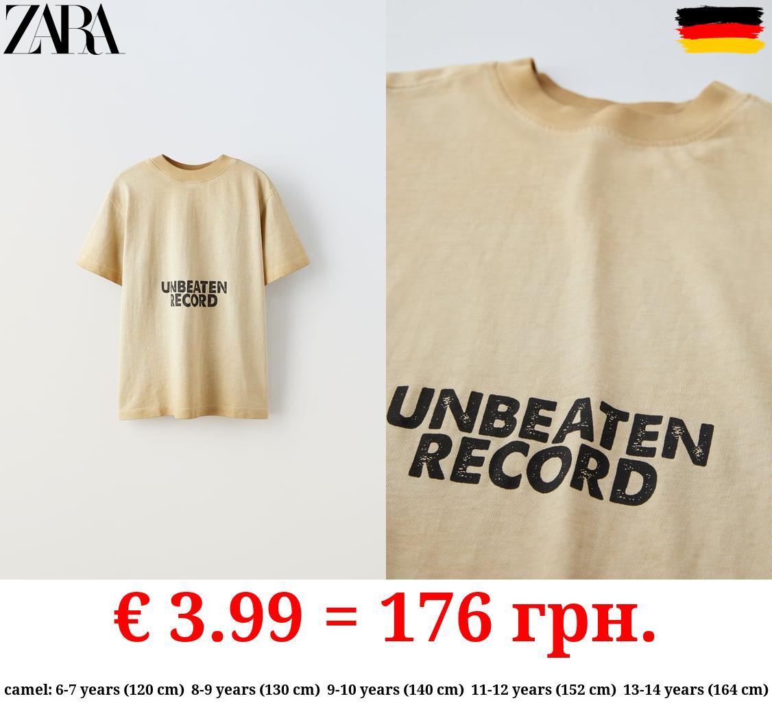 FADED-EFFECT T-SHIRT WITH SLOGAN