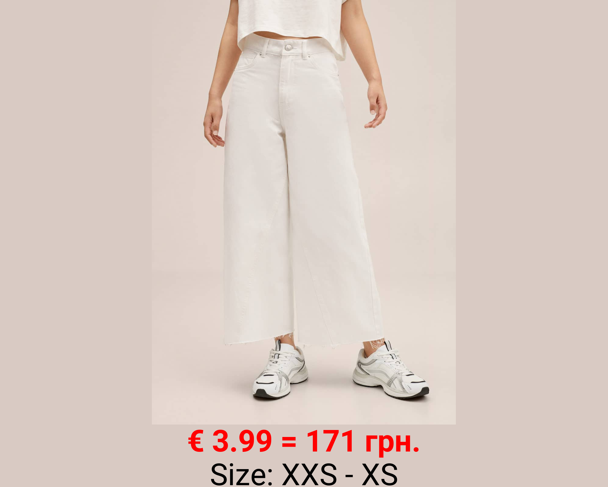 Jeans culotte bajo deshilachado