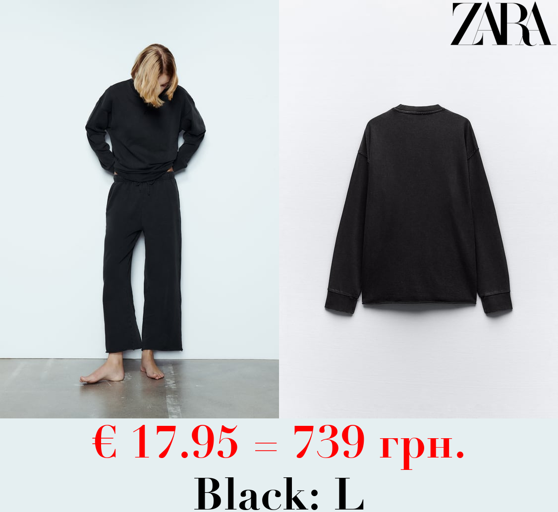 FADED-EFFECT PLUSH SWEATSHIRT