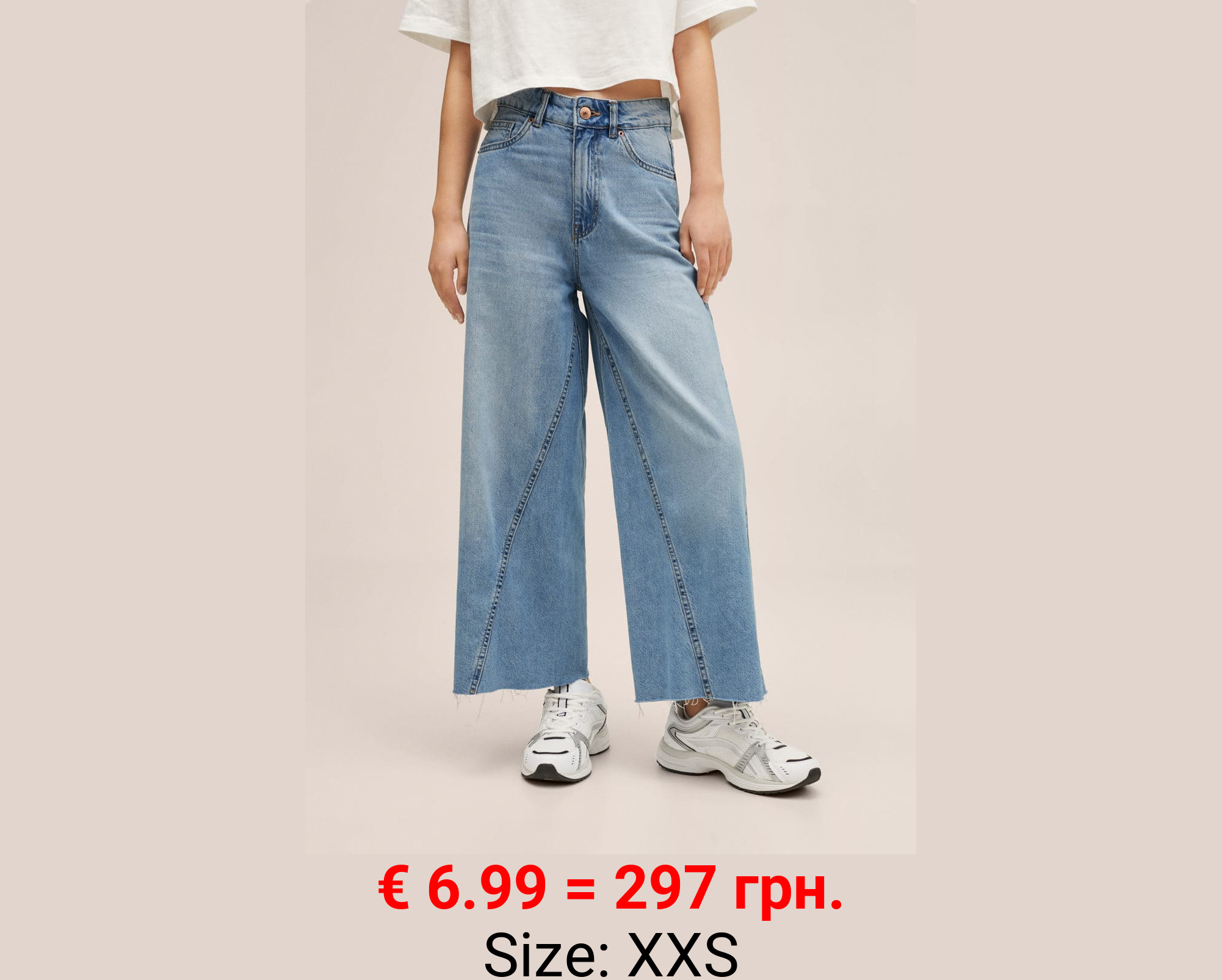 Jeans culotte bajo deshilachado