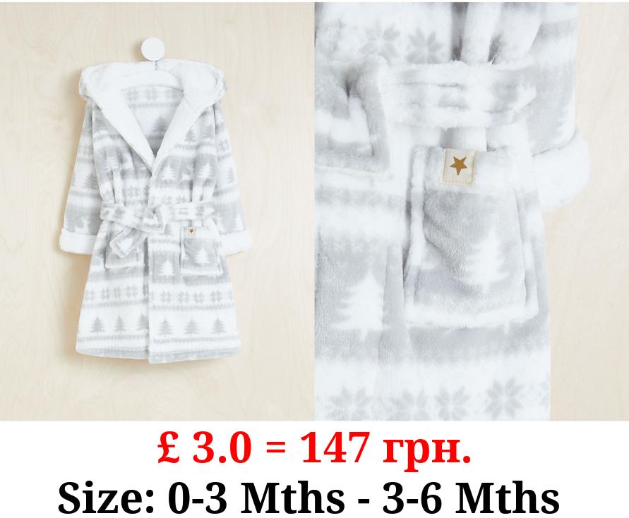 Billie Faiers Grey Fairisle Fleece Dressing Gown
