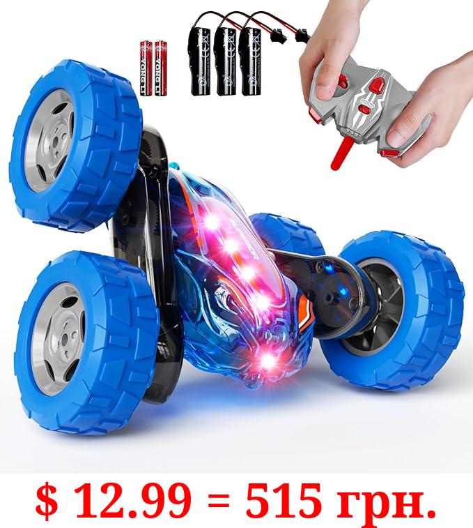 28℃ RC Cars Remote Control Car for Kids, Rechargeable Stunt Radio Control Car Toys for Toddlers, Wireless Control Cars with Body Lights, Great Gift for Boys Girls 6 7 8 9 10 11 12 Year Old (Dark Blue)
