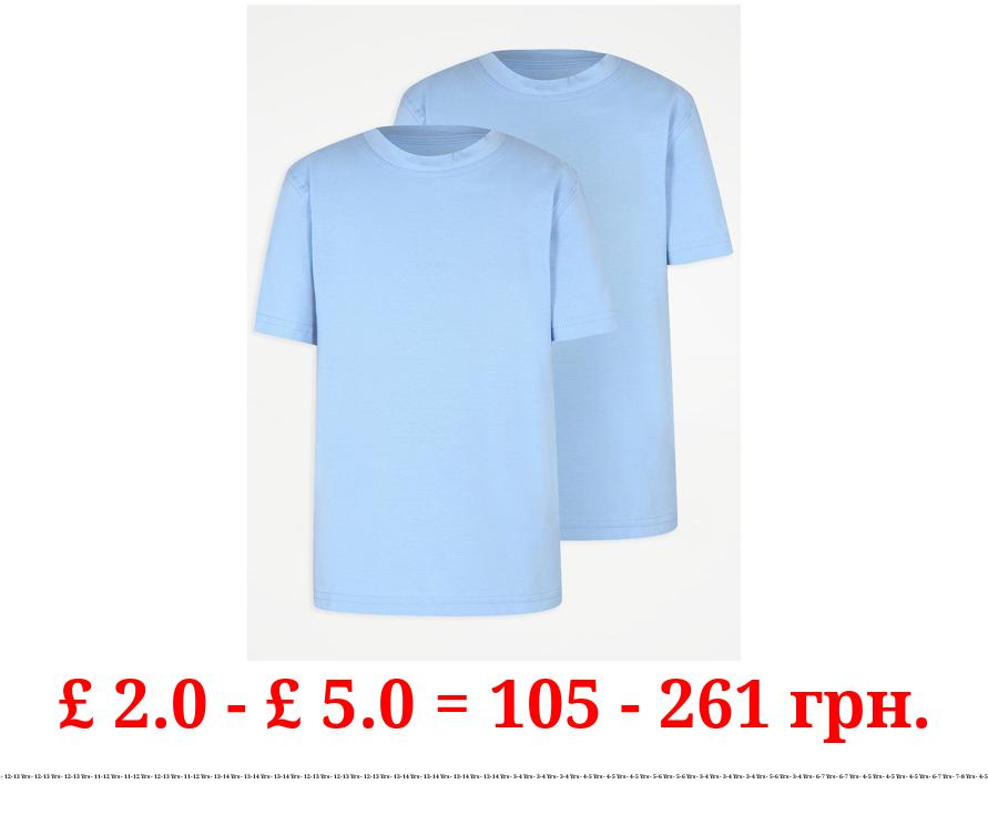 Light Blue Crew Neck School T-Shirt 2 Pack