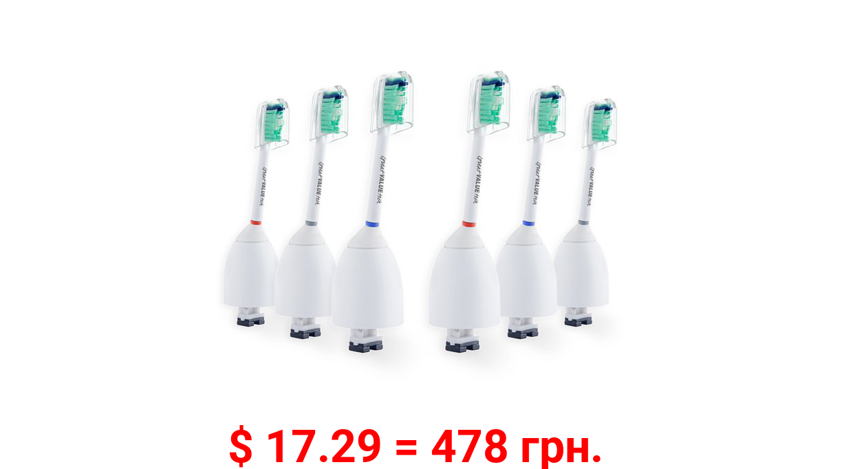 6 Sonic Replacement Toothbrush Heads Compatible with Philips Sonicare E-series Elite, Essence, Advanc