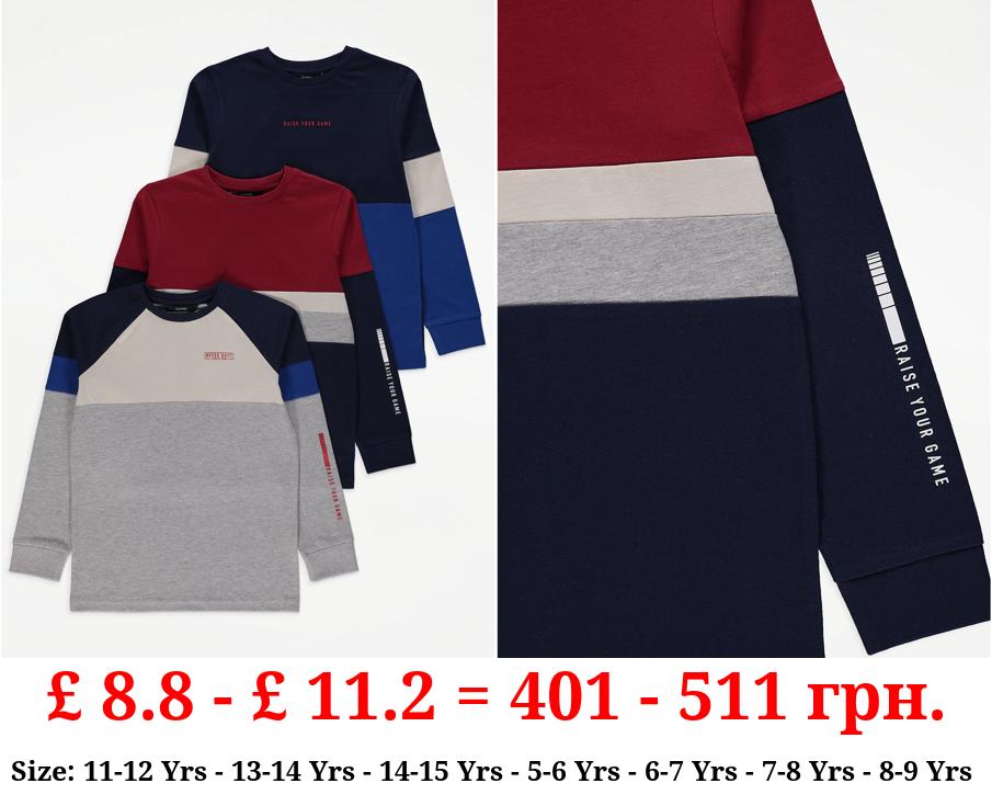 Raise Your Game Colour Block Long Sleeve Top 3 pack