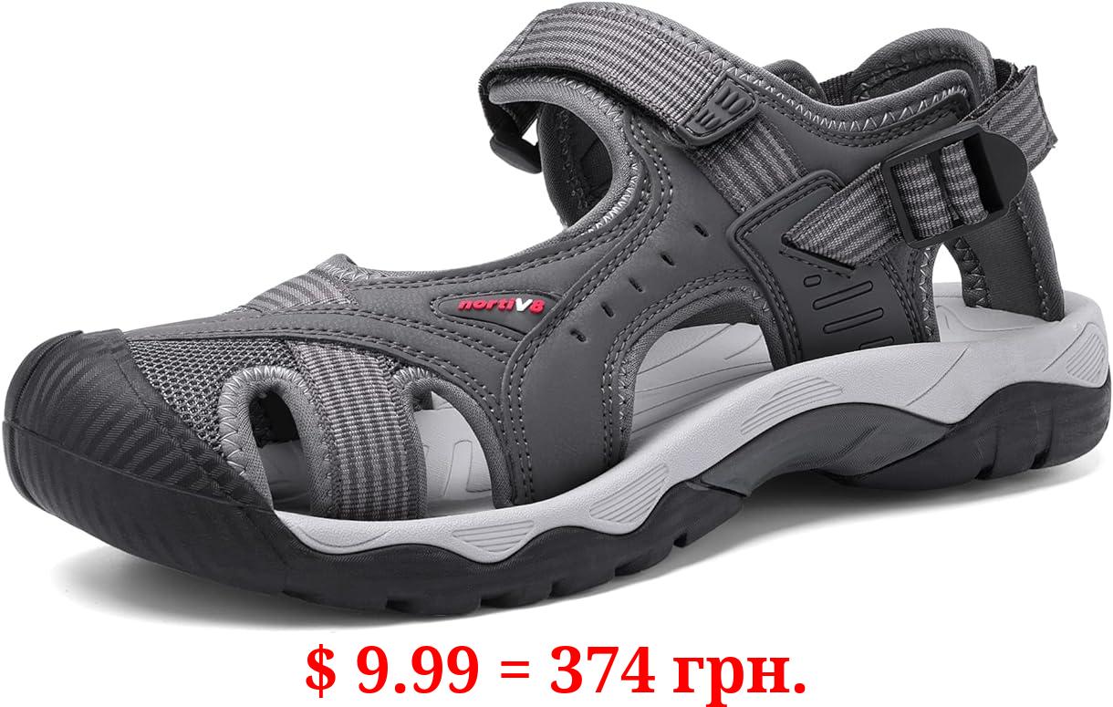 NORTIV 8 Mens Hiking Outdoor Sandals Closed Toe Lightweight Sports Water Summer Adventurous Beach Sandals for Men