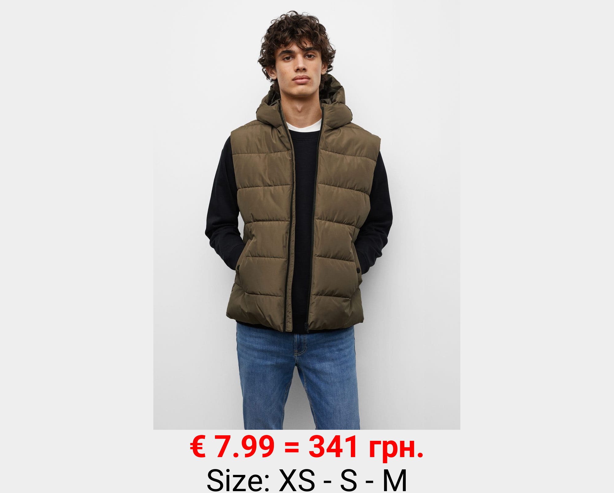 Chaleco capucha plumas