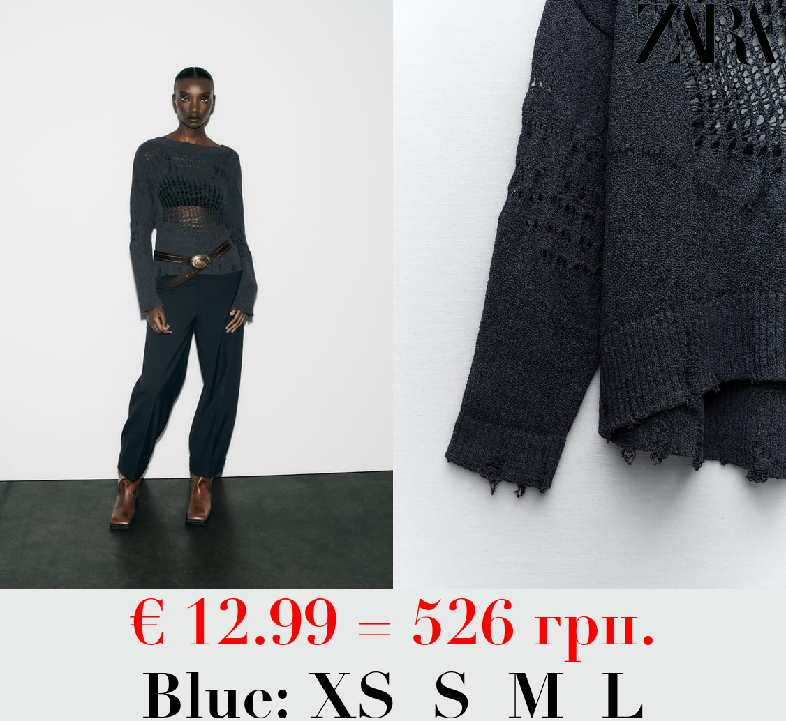 RIPPED OPEN-KNIT SWEATER